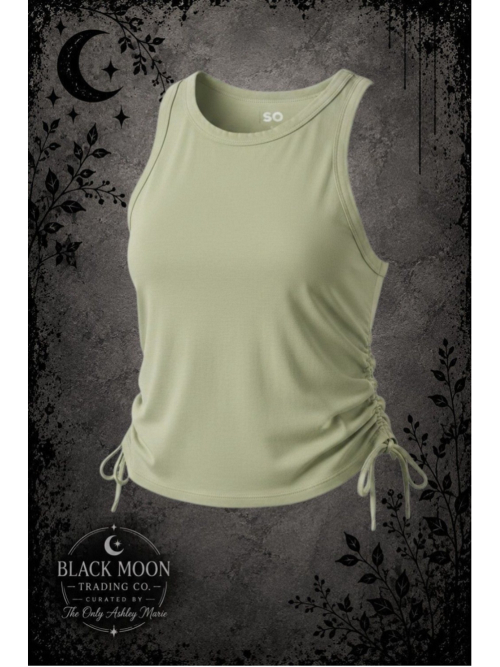 21. SO Sage Green Ruched Side Tie Tank Top Size S
